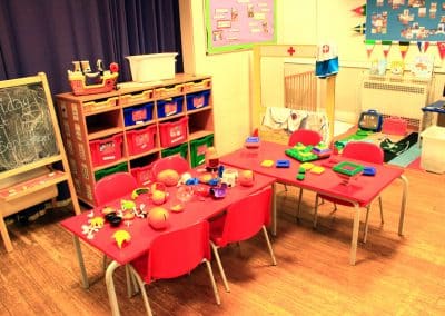 Tables with different activities in Godmanchester preschool